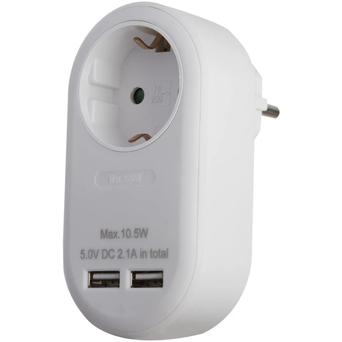 Entac Αντάπτορας Πρίζας + 2x USB-A λευκό