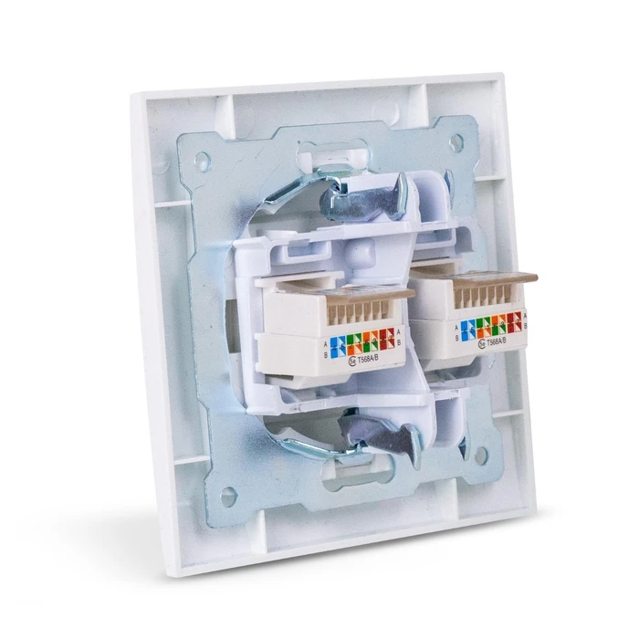 Entac Arnold Recessed Wall LAN Socket 2x Cat5 White (ERWLS2-ARN-W)