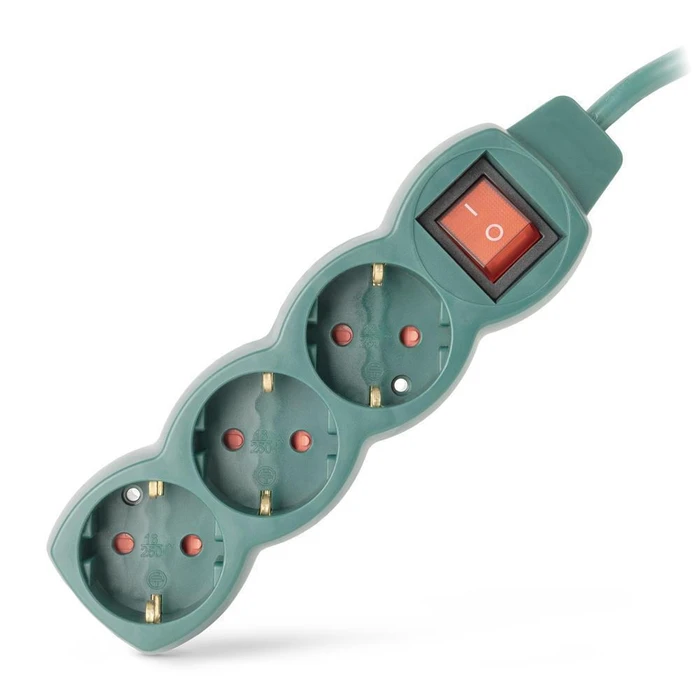 Entac 3-Socket Power Strip with Switch S1 3G1.5 Green 5m