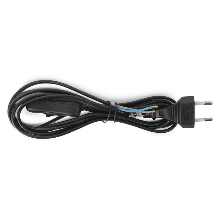 Entac Rewireable Power Cable 2G0.75 with ON/OFF Switch Black 2.5 m