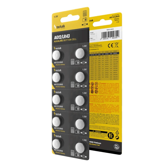 Technik Αλκαλικές Μπαταρίες Κουμπιά Platinum AG12 LR43 186 386 1.5V B10
