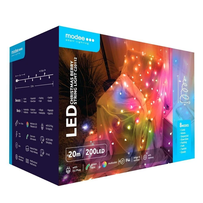 Modee Χριστουγεννιάτικα Λαμπάκια LED Τύπου Berry με Βύσμα Πολύχρωμα