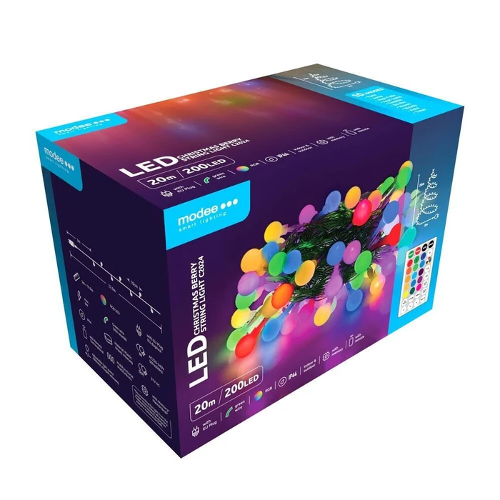 Modee Χριστουγεννιάτικα Λαμπάκια LED Τύπου Berry με Βύσμα και Τηλεχειριστήριο RGB