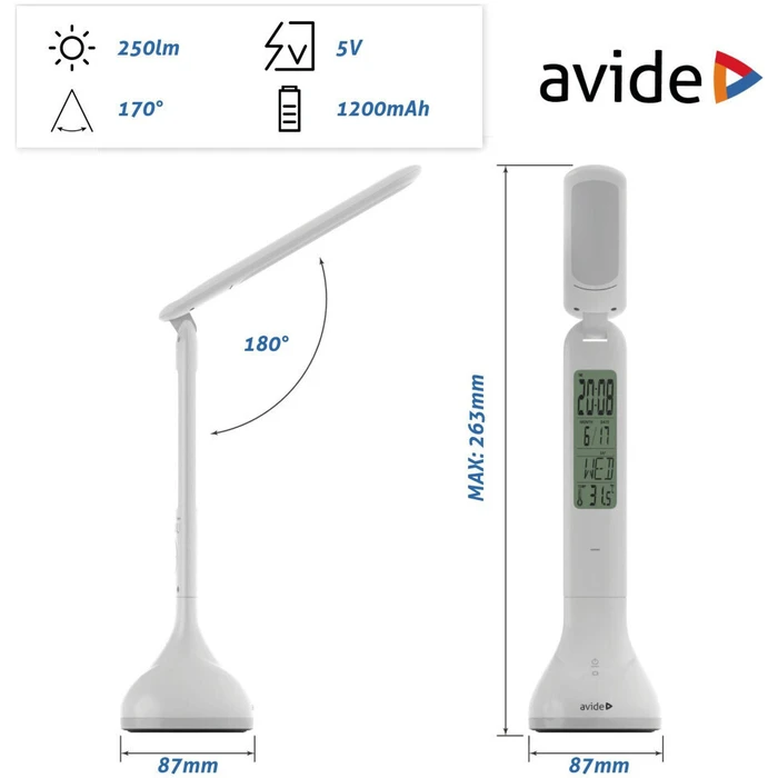 Avide Επιτραπέζιο Φωτιστικό LED RGB Kalendar Λευκό 4W 250lm