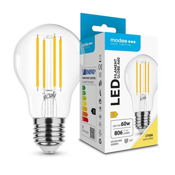 Modee Lighting Λάμπα Filament Globe A60 7W E27 2700K 806lm ERP