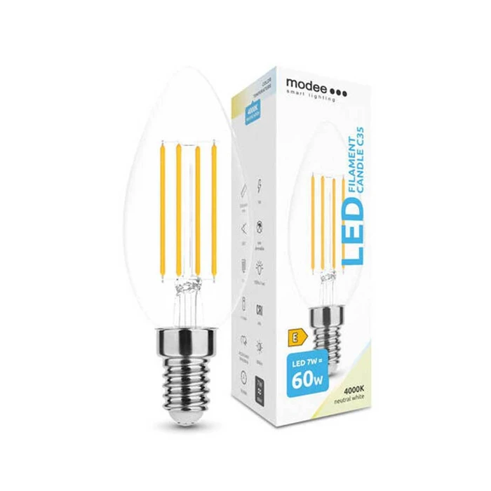 Modee Lighting Λάμπα LED Filament Κερί C35 7W E14 4000K 806lm ERP