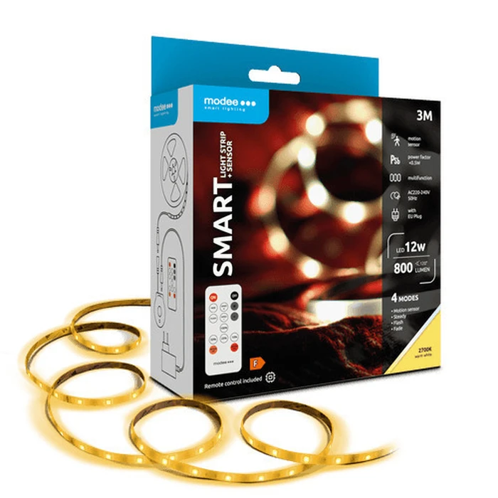 Modee Lighting Smart LED Strip 12W IP20 with Remote Control and Sensor 2700K 800lm 3m