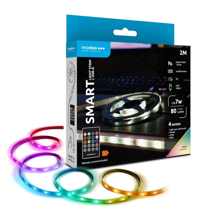 Modee Lighting Ταινία LED Smart με Τηλεχειριστήριο 7W IP20 RGB & USB 2M
