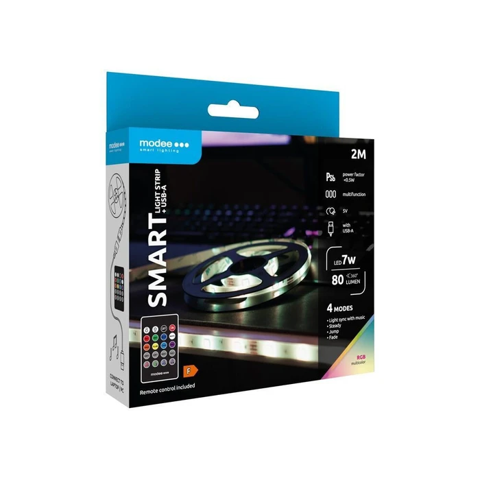 Modee Lighting Ταινία LED Smart με Τηλεχειριστήριο 7W IP20 RGB & USB 2M