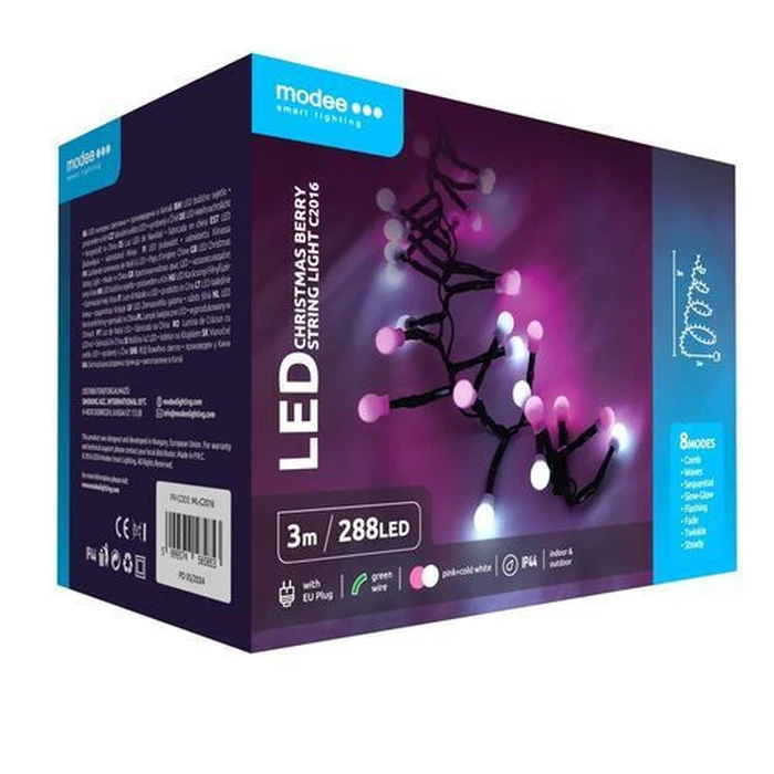 Modee Χριστουγεννιάτικα Λαμπάκια LED Τύπου Berry με Τροφοδοτικό 288LED 3m Πολύχρωμο