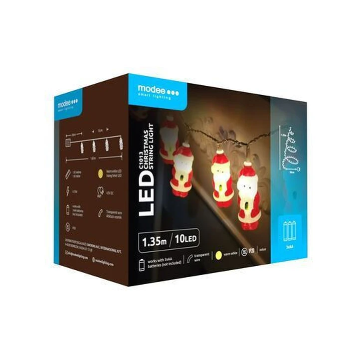 Christmas LED String Lights Modee Battery Powered 10 LED 1.35 m 15 cm Warm White