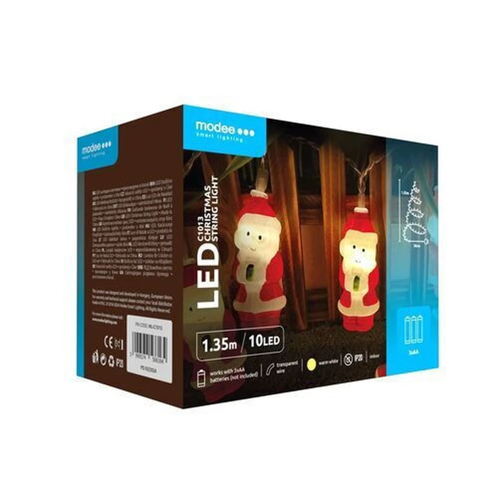 Christmas LED String Lights Modee Battery Powered 10 LED 1.35 m 15 cm Warm White