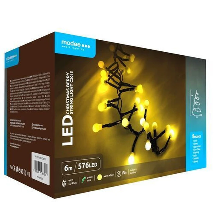 Modee Lighting LED Christmas Lights Berry Type with Adapter 576LED 6m Warm White