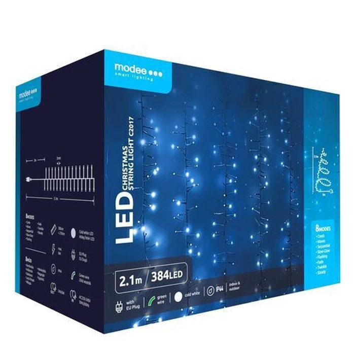 Modee Lighting Christmas LED String Lights with Adapter 384LED 2.1m Cold White