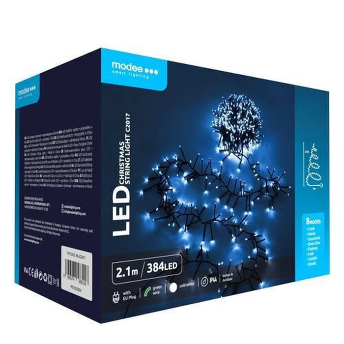 Modee Lighting Christmas LED String Lights with Adapter 384LED 2.1m Cold White