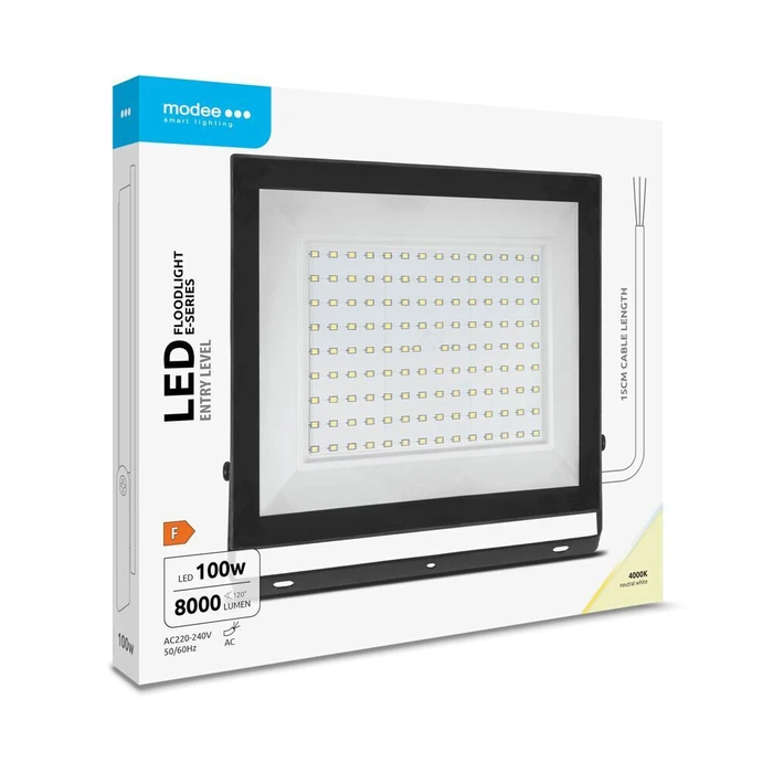 Modee Lighting LED Floodlight E series Slim 100W 120 degree 4000K 8000lm ERP