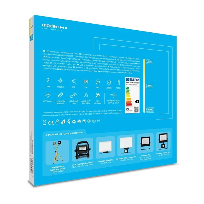 Modee Lighting LED Floodlight E-series Slim 150W 120 6000K 12000lm ERP