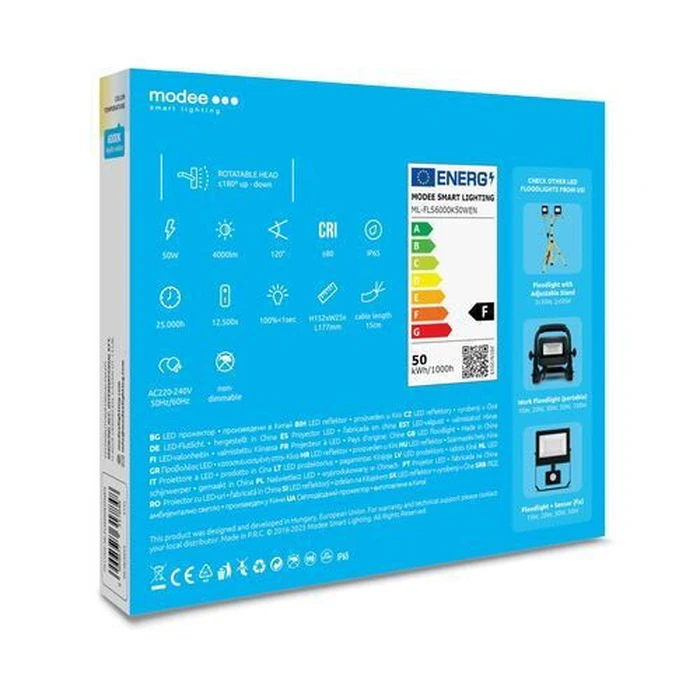 Modee Lighting LED Floodlight E-series Slim 50W 120 6000K 4000lm ERP