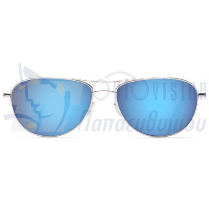 Maui Jim Baby Beach Polarized Men's Sunglasses - Blue Metal Frame, Polarized Mirror Lens B245-17