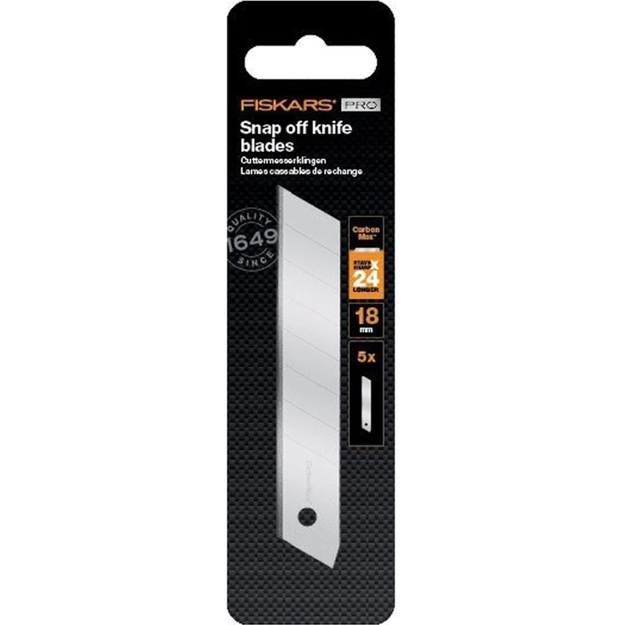 Fiskars 18mm CarbonMax Utility Knife Blades, 5 pcs