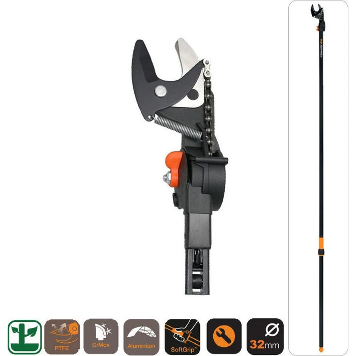 Fiskars UP84 Τηλεσκοπικό Κονταροψάλιδο 2.32 m, Άνοιγμα ψαλιδιού 32 mm