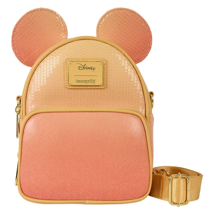 Loungefly Disney Mickey Mouse Glitter Convertible Mini Backpack and Crossbody Bag