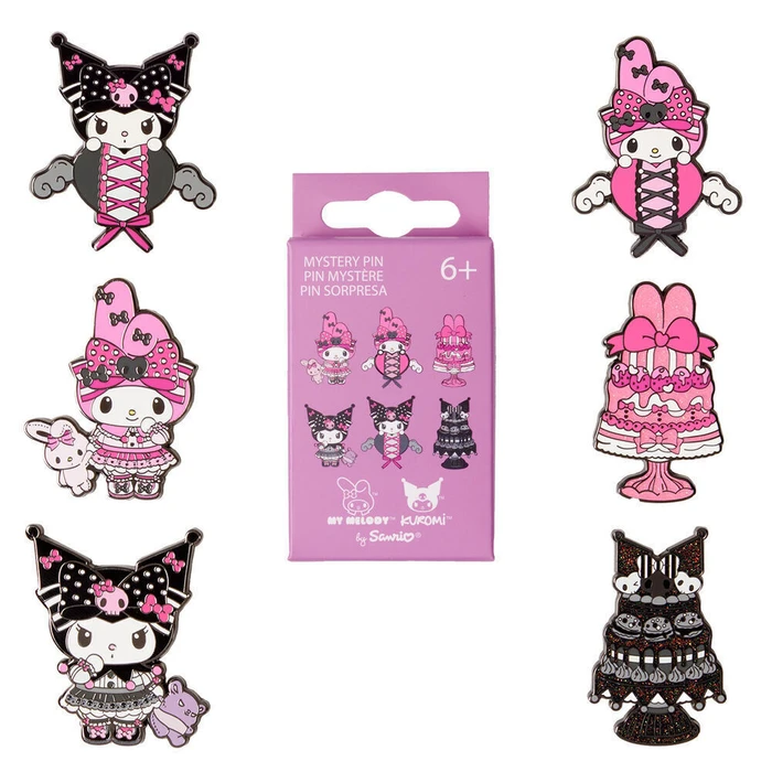 Loungefly Sanrio: My Melody & Kuromi - Pink and Black Mystery Box Enamel Pin (SANPN0286-EA)