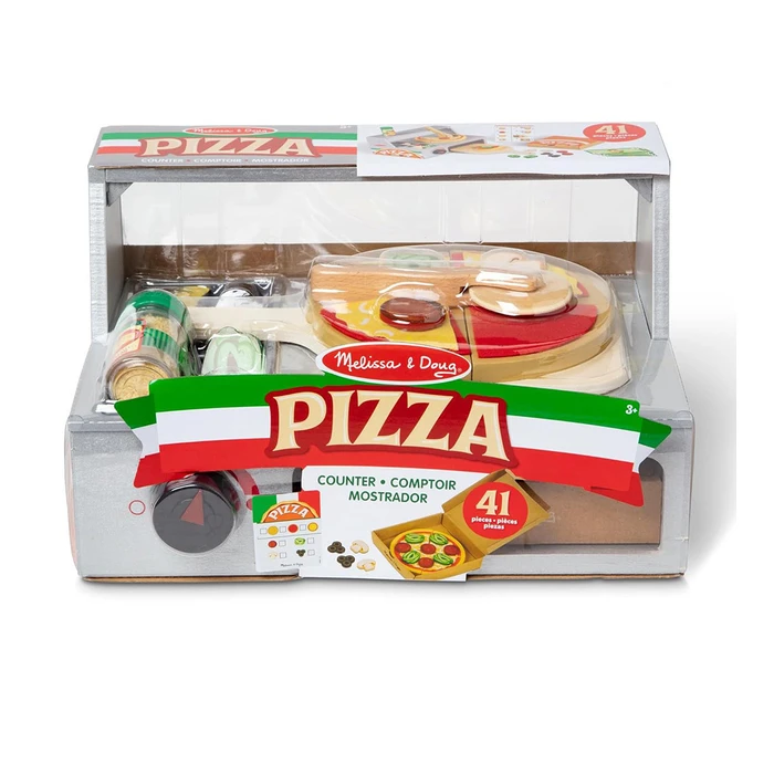 Melissa Doug Wooden Pretend Play Pizza Counter Playset