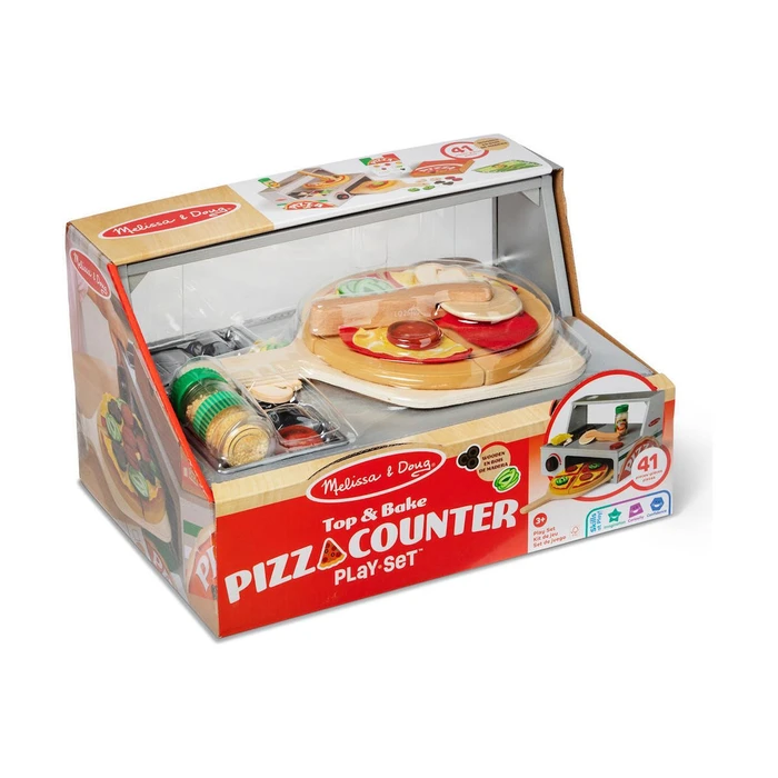 Melissa Doug Wooden Pretend Play Pizza Counter Playset