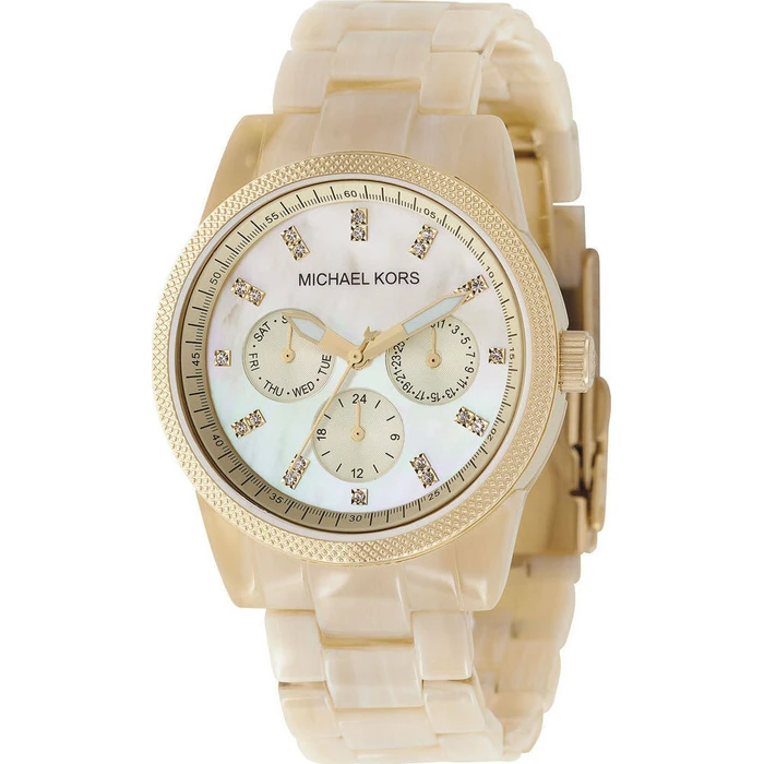 Michael Kors MK5039 Γυναικείο Ρολόι 38mm Μπαταρίας με Μπεζ Καουτσούκ Λουράκι