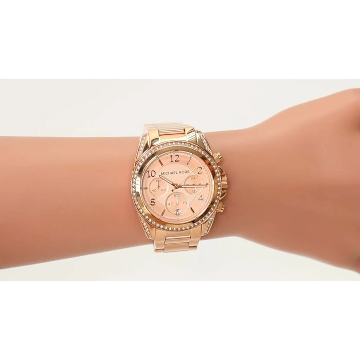 Michael Kors Blair Women's Watch 39mm Quartz Chronograph Rose Gold Stainless Steel Bracelet MK5263