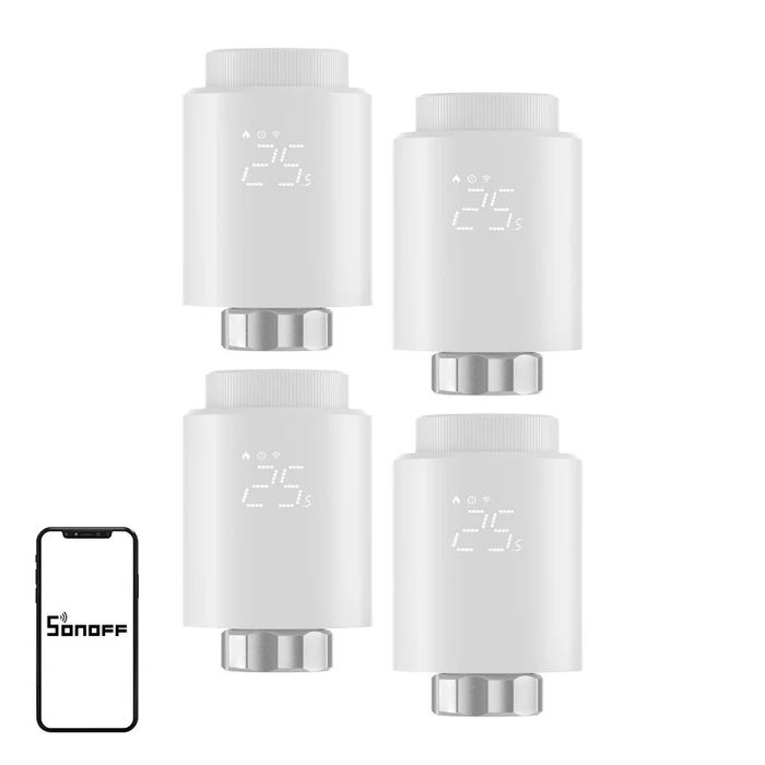 Sonoff Ηλεκτρονική Θερμοστατική Κεφαλή ZigBee TRVZB για Σώμα Καλοριφέρ - Πακέτο 4 τεμαχίων