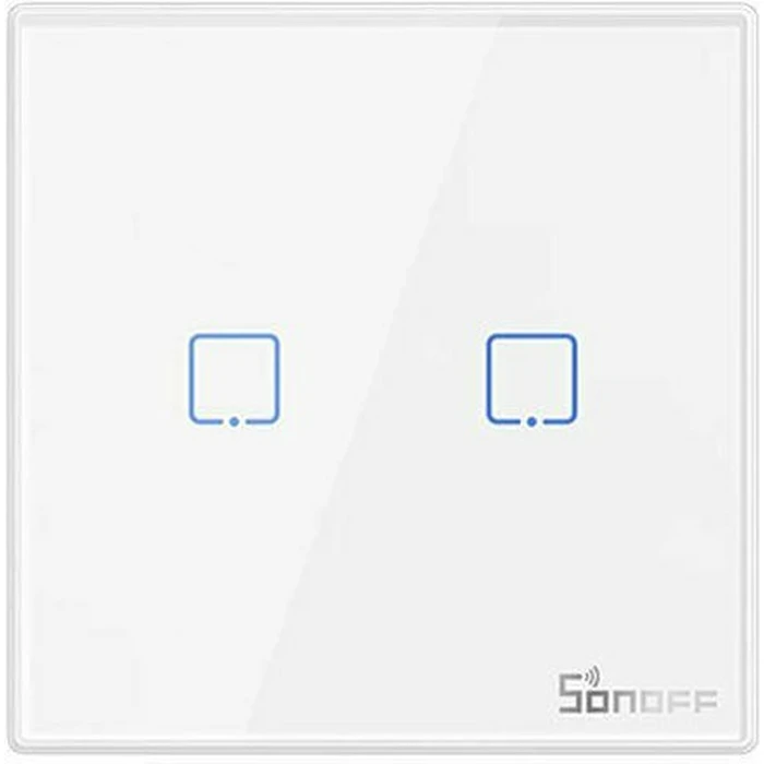 SONOFF Διακόπτης Τοίχου RF-T2EU2C Διπλός Εξωτερικός Φωτιζόμενος Λευκός 433MHz