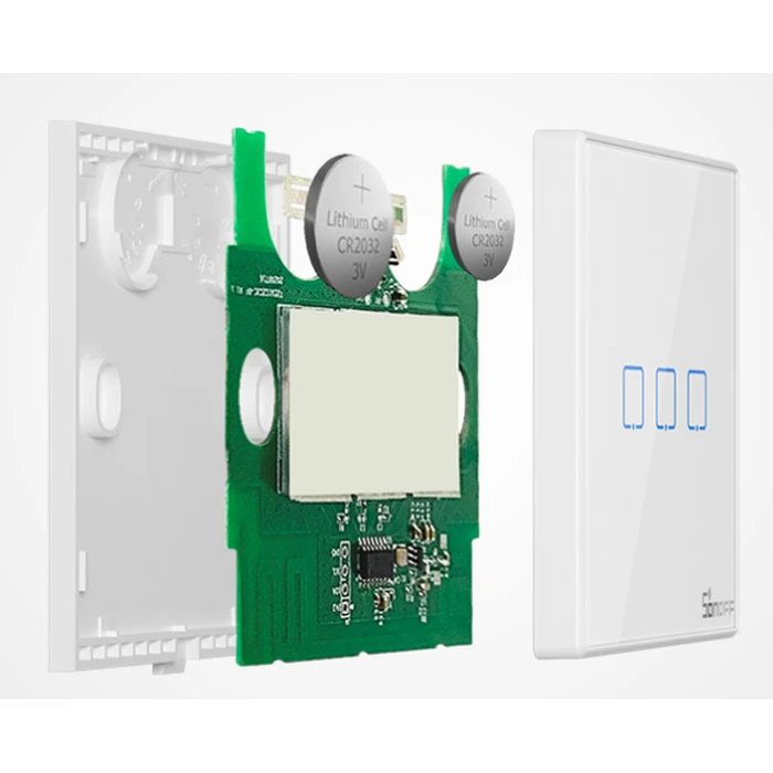 SONOFF Διακόπτης Τοίχου RF-T2EU2C Διπλός Εξωτερικός Φωτιζόμενος Λευκός 433MHz