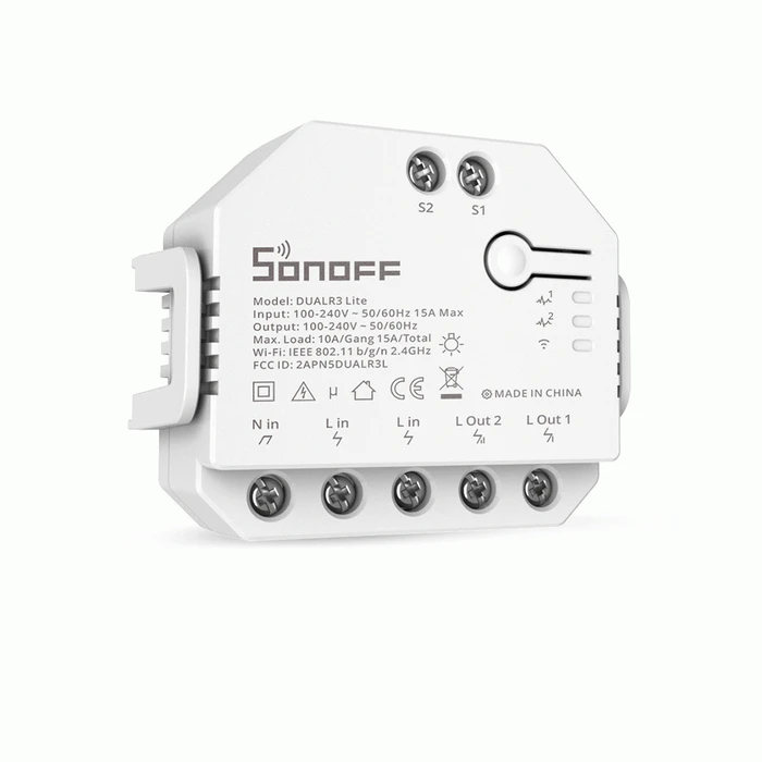 Smart Intermediate Switch SONOFF Dual R3 Lite Wi Fi White