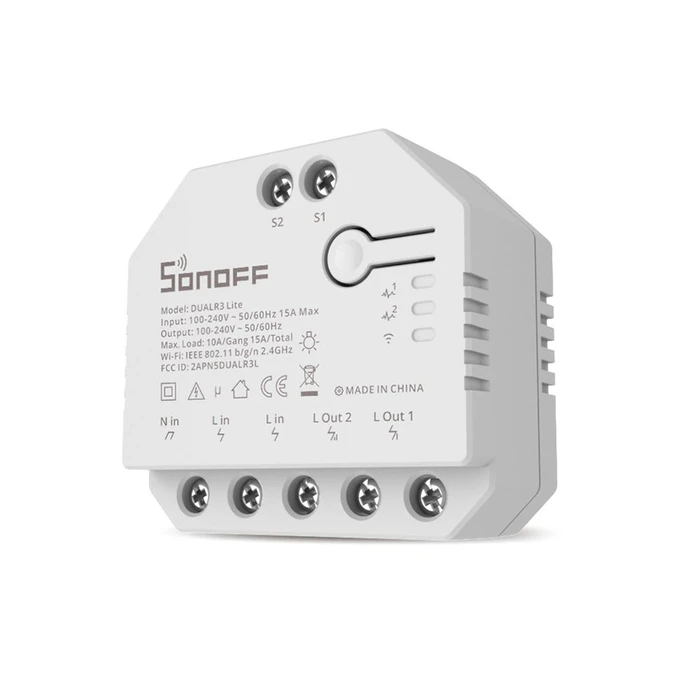 Smart Intermediate Switch SONOFF Dual R3 Lite Wi Fi White