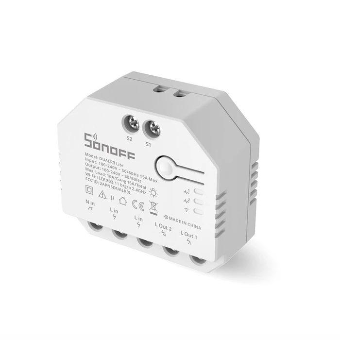 Smart Intermediate Switch SONOFF Dual R3 Lite Wi Fi White