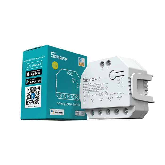 Smart Intermediate Switch SONOFF Dual R3 Lite Wi Fi White