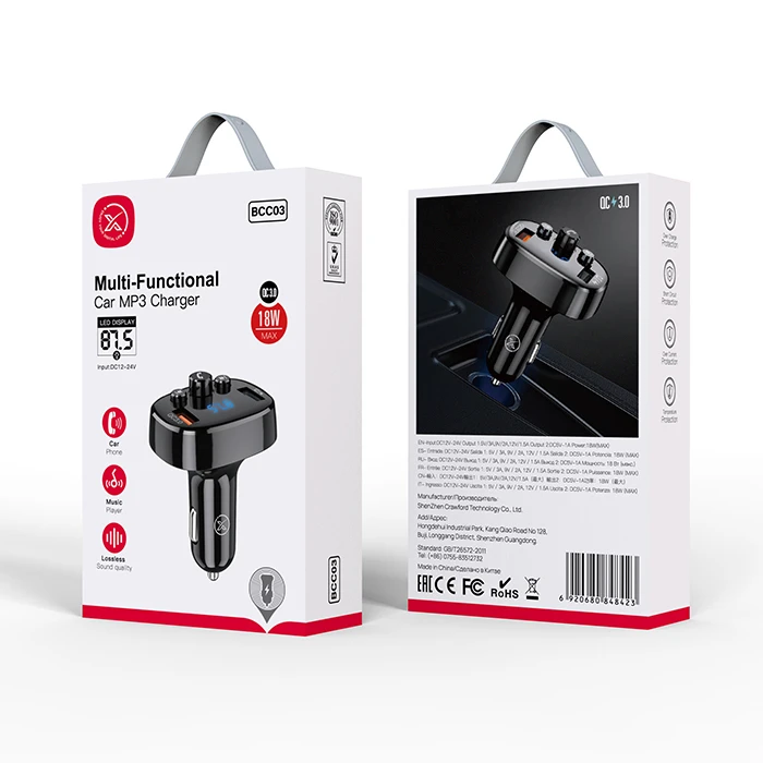 Bluetooth FM Transmitter XO BCC03 with QC3.0 Charging Port