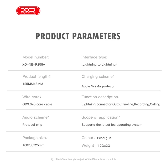 XO Αντάπτορας Lightning σε Lightning NB R258A