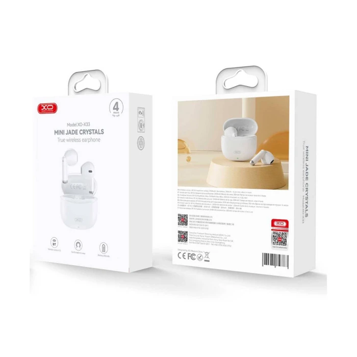 XO Ακουστικά Handsfree με Θήκη Φόρτισης X33 White Color