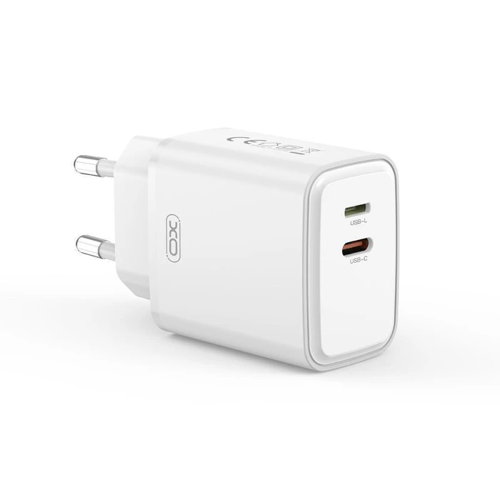 XO Universal Charger with 2 Outputs and Detachable Lightning Cable 20W White