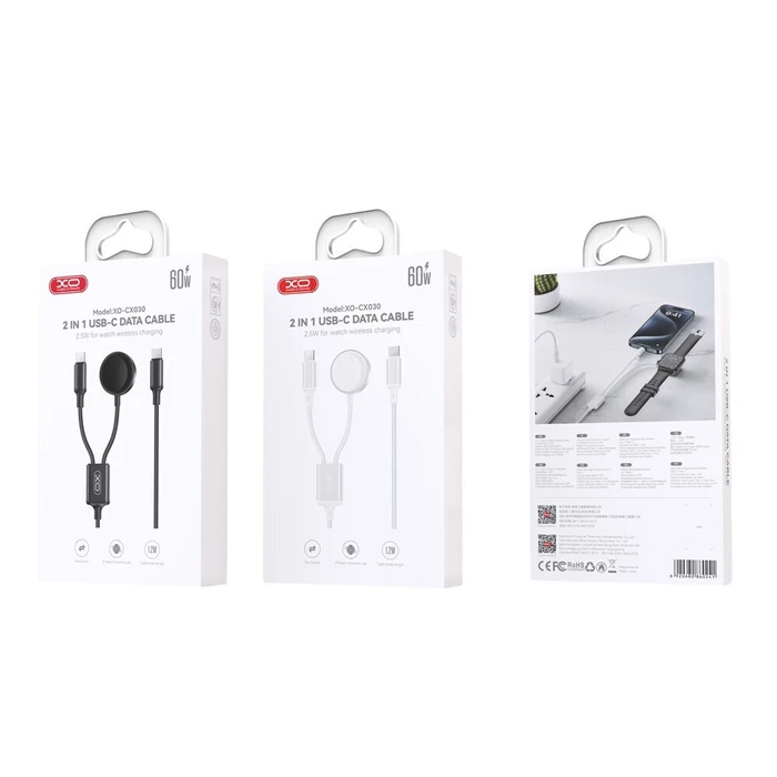 XO Φορτιστής Apple Watch και Καλώδιο Type C σε Type C Μαύρο