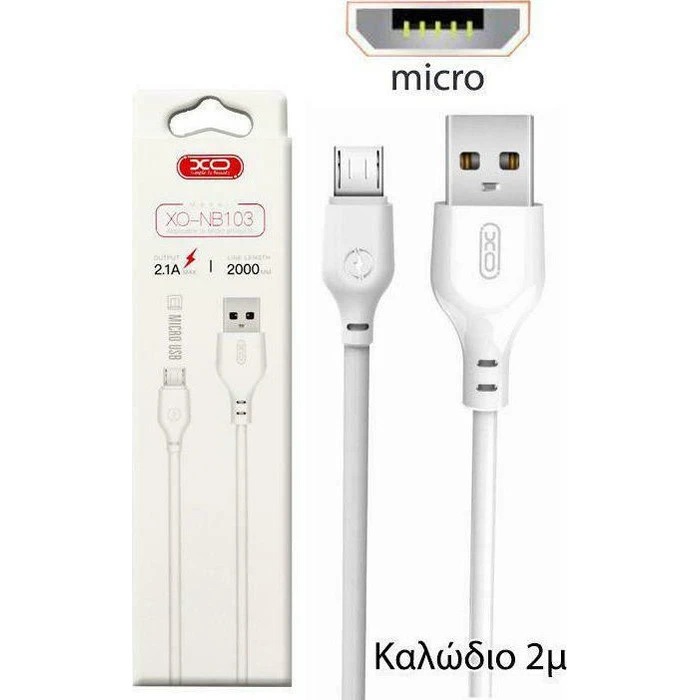 XO NB103 Καλώδιο Φόρτισης Micro 2m ʼσπρο