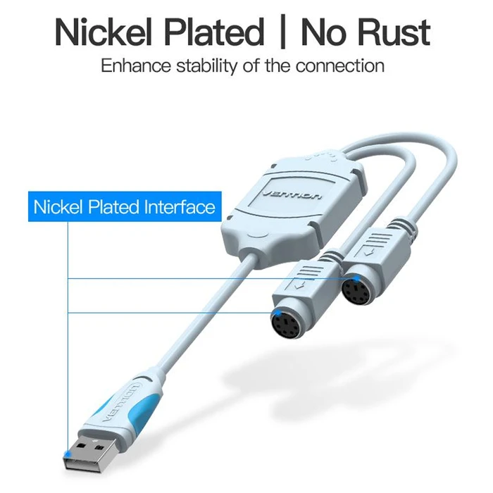 Vention USB2.0 to Dual PS/2 Adapter Cable 0.3M Blue (VAS-C03-S) (VENVAS-C03-S)