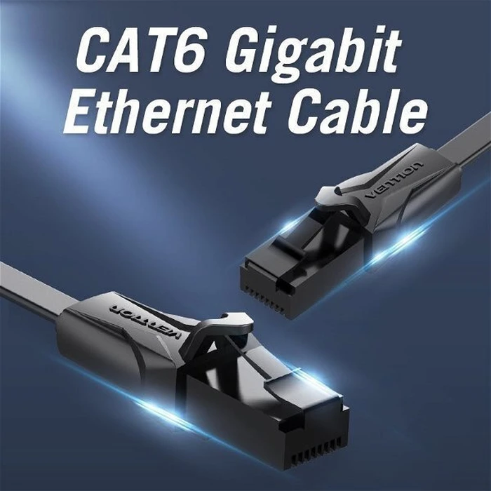 Καλώδιο Patch Vention CAT6 U/UTP Flat 2m Μαύρο (IBABH)