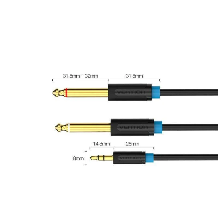 VENTION Καλώδιο Ήχου 3.5mm Αρσενικό σε 2x6.5mm Αρσενικό 0.5m Μαύρο BACBD