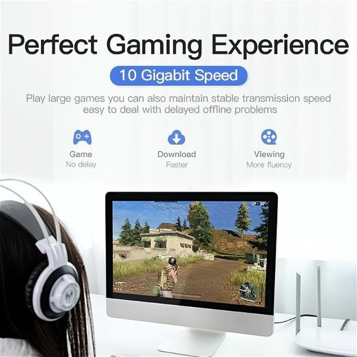 VENTION Flat Cat 7 Patch Cable 2M Black ICABH VENICABH