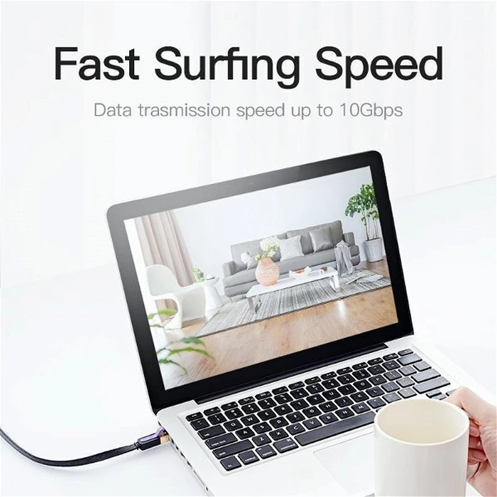 VENTION Flat Cat 7 Patch Cable 2M Black ICABH VENICABH