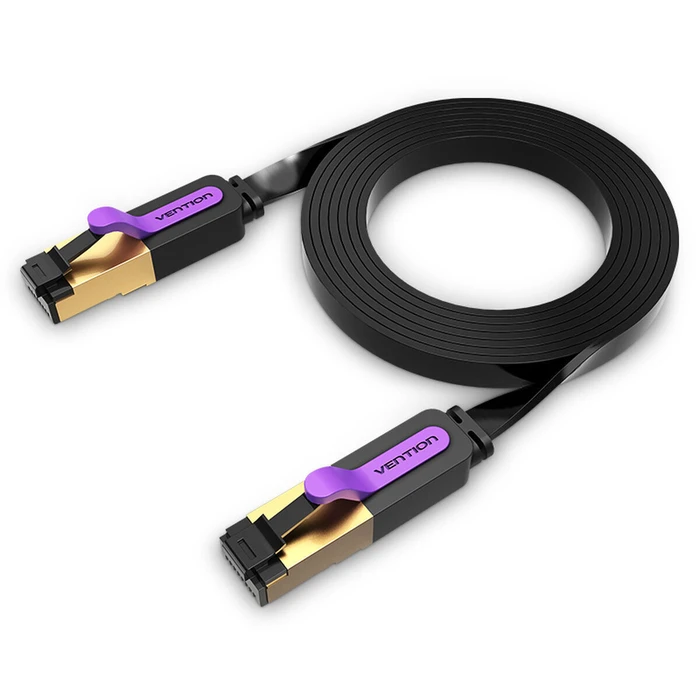 Network Cable Vention Flat Cat.7 Patch Cable 10M Black